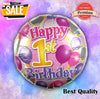 Girl's Happy 1st Birthday Balloon 18" MYLAR Balloon - Shop-bestdealz